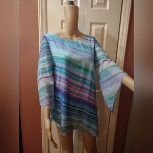 Chicos long sleeve size 0 woman's multi colored blouse shirt top